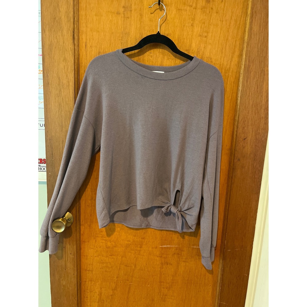 Beyond Yoga tie front soft long sleeve tee Medium‎ brown purple mauve
